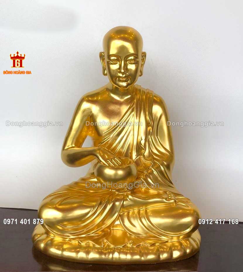 Tượng Phật Sivali bằng đồng mạ vàng 24K mang ý nghĩa biểu tượng của may mắn, tài lộc